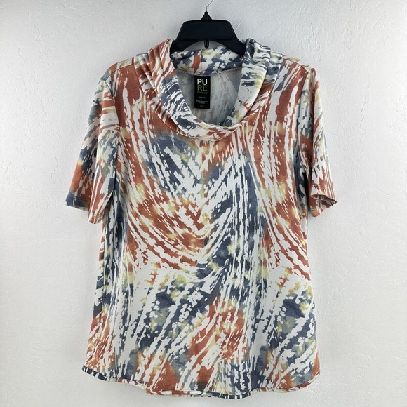 Pure Essence Women's Top Super Soft Colorful Cowl Neck Tunic Shirt M - Picture 1 of 8